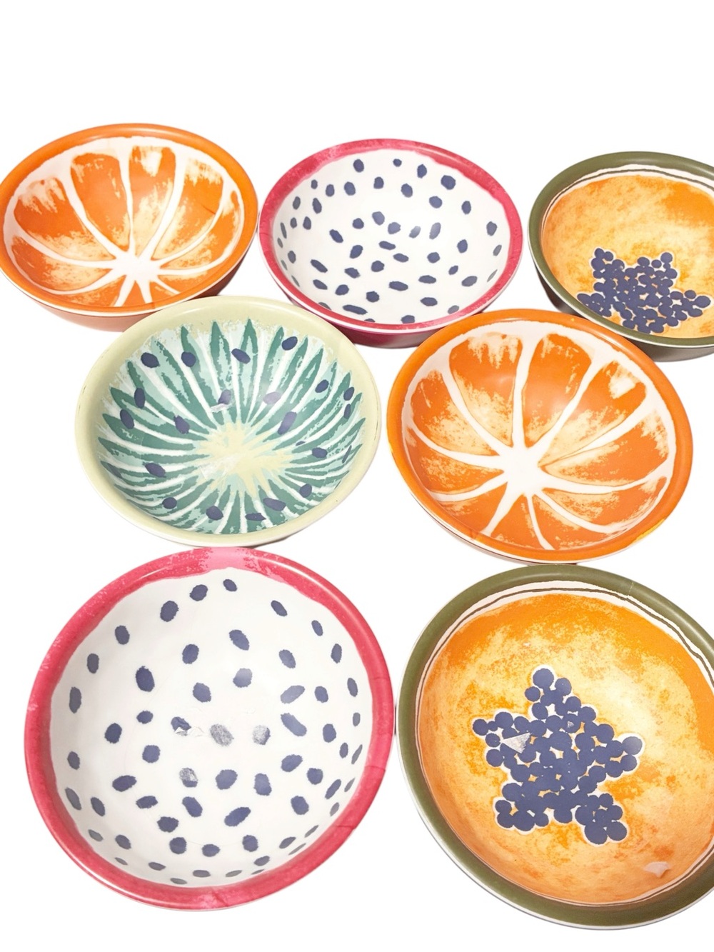 Opalhouse Melamine Fruit Print Dip Bowls 7 Count Serveware NEW